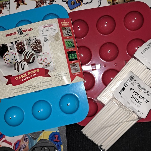 NWT- 2 Cake Pops Cake Pans 24 Pops- Rockets, Cars Cakelets Cookies - Picture 2 of 4